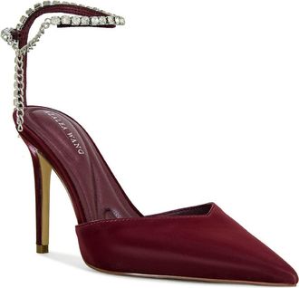 Azalea Wang Rabrindra Ankle Strap Pointed Toe Pump in Burgundy at Nordstrom, Size 7.5