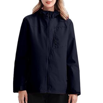 Generic Hooded Soft Shell Jacket Women 3 In 1 Waterproof Jackets Women Lightweight Cycling Windbreaker With Hood Raincoats Cycling Breathable Windbreaker Plai