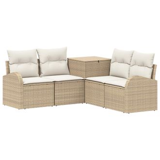 vidaXL Set Di Divani 5 Pz Beige E Bianco Crema Vidaxl
