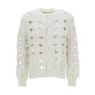 Comme Des Gar&ccedil;ons Cardigans, female, White, Size: M Cardigan traforato