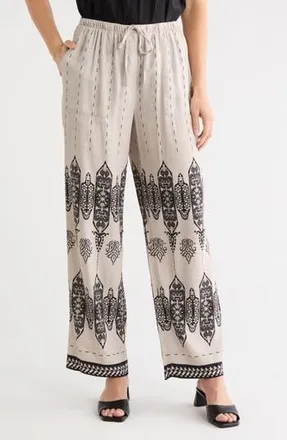 Joie Printed Wide Leg Linen Blend Pants in Paisley Aztec Border Print at Nordstrom Rack, Size X-Small