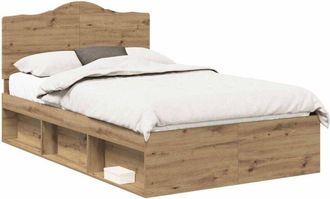 vidaXL Bed Frame Artisian Oak 120 x 200 cm Solid Pine Wood vidaXL