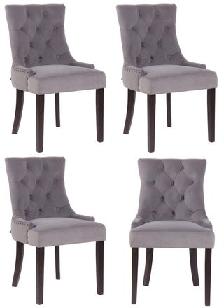 Clp Clp - Juego De 4 Sillas De Comedor Aberdeen En Terciopelo Gris Antiguo