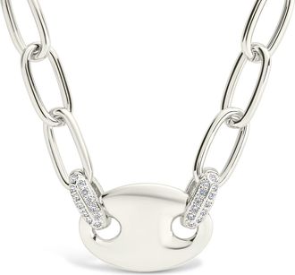 Sterling Forever Bliss CZ Anchor Chain Necklace