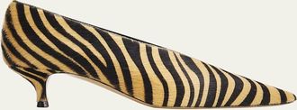 Le Monde Beryl 40mm Babouche Zebra-Printed Calf Hair Pumps