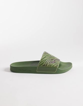 Paul Smith Sliders verdi con stampa zebrata-Verde