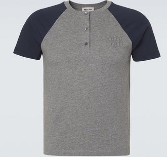 Miu Miu Logo cotton jersey Henley shirt