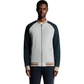 Lyle & Scott Interlock Contrast Raglan Bomber Jacket in Carbon at Nordstrom, Size Xx-Large