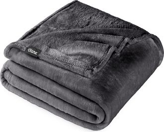 Bare Home Microplush Fleece Blanket in Forged Iron Grey at Nordstrom, Size Full