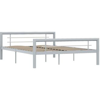 vidaXL Estructura De Cama Sin Colch&oacute;n Metal Gris Y Blanco 160x200 Cm Vidaxl