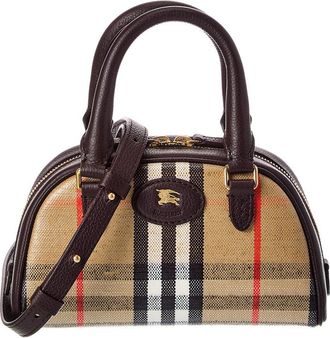Burberry Highlands Mini Coated Canvas & Leather Bowling Bag