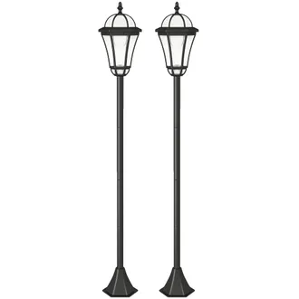 OUTSUNNY Set 2 Lampioni Da Giardino Solari Con Accensione Automatica E 2 Led - Outsunny