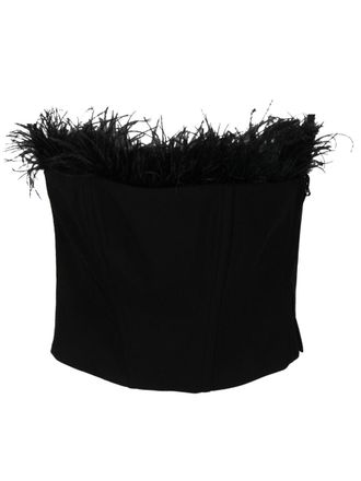 Patrizia Pepe feather-detailing strapless top - Black