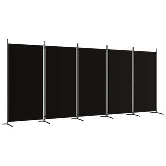 vidaXL Biombo Divisor De 5 Paneles De Tela Negro 433x180 Cm Vidaxl