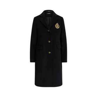 Ralph Lauren Wollen mantel met embleem - Dames - Mantels - Zwart - Maat: 3XS Wol