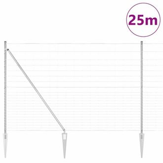 Berkfield Home Modern Field Fence 1.6x25 m Galvanised Steel in Silver