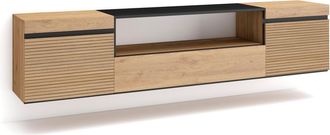 Skraut Home Skraut Home - Mueble Tv, Televisi&oacute;n, Muebles De Sal&oacute;n, Almacenaje, 200x45x35cm, Para Tv Hasta 80, Colgado, Suspendido, Estilo Moderno, Roble