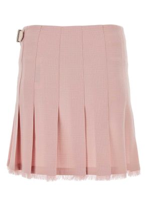 Burberry Womens Pink Wool Mini Skirt Cameo Exterior: Gonne