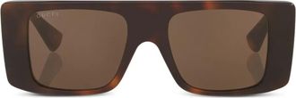 Gucci rectangular-frame logo-detail sunglasses - men - Acetate - 50 - Brown