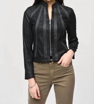Joseph Ribkoff Faux Suede Jacket In Black