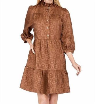 Jade Yoga Shelley Brocade Dress In Brown