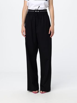 Msgm Pantaloni jogging in lana vergine con coulisse in vita e logo