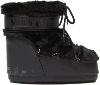 Moon Boot fur lace-up boots - women - Modacrylic/PVC/Polyester/Polyester/Polyurethane/Rubber - 39/41 - Black