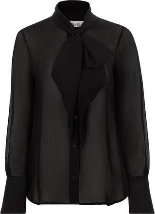 Nina Ricci Sheer Blouse with Bow Tie and Wide Cuffs
