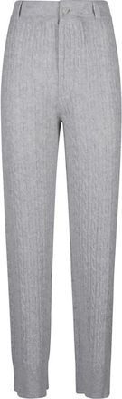 Guest In Residence Kabel Gebreide Broek - Dames - Slim Fit Broeken - Grijs - S - Kasjmier - Broeken