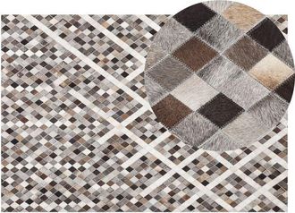 Beliani Rug AKDERE Grey 140 x 200 cm Leather