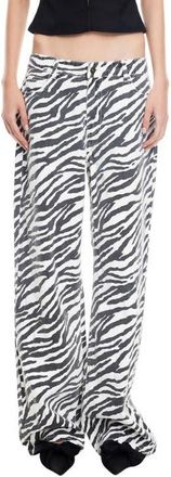 Lioness Top Model Zebra Stripe Low Rise Baggy Jeans at Nordstrom, Size X-Small