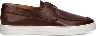 Emporio Armani Mocassini da barca in pelle con lacci - Marrone
