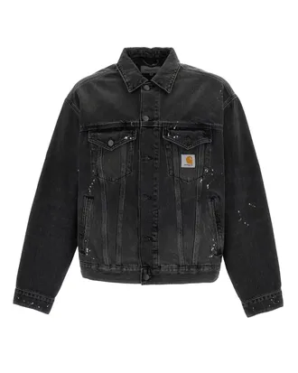 Carhartt Work in Progress Black Helston Destroy Wash Denim Jacket