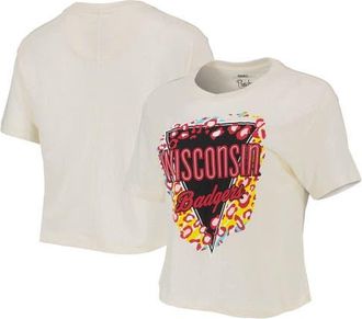 Pressbox Womens Pressbox Cream Wisconsin Badgers Taylor Animal Print Cropped T-Shirt at Nordstrom, Size Small