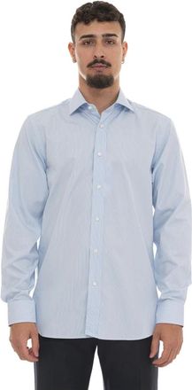 HUGO BOSS H-David Spread DB Dress shirt - Heren - Zakelijke Overhemden - Blauw - M - Katoen - Overhemden