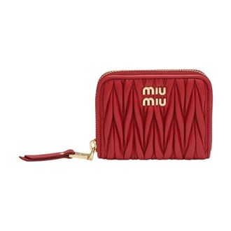 Miu Miu Matelass&eacute; Nappa Leren Portemonnee - Dames - Portefeuilles - Rood - ONE Size - Leer - Accessoires