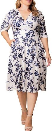 Kiyonna Gabriella Print Jersey A-Line Dress in Ivory Florals at Nordstrom, Size 4X