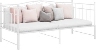 vidaXL Sof&aacute; Cama Extra&iacute;ble Sin Colch&oacute;n Metal Blanco 90x200cm Vidaxl