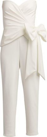 Tadashi Shoji bow-detail cropped jumpsuit - women - Polyester/Spandex/Elastane - 6 - White