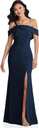 After Six One-Shoulder Draped Cuff Maxi Dress with Front Slit