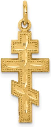 Diamond2Deal 14k Yellow Gold Eastern Orthodox Cross Charm