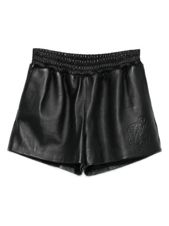 Philipp Plein Leren shorts - Zwart