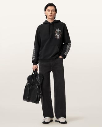 AllSaints Cotton Araknid Long Sleeve Cotton Hoodie, Size: XXL