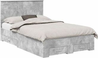 vidaXL Estructura De Cama Con Cabecera Gris Concreto 135 X 190 Cm Vidaxl