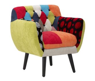 Mauro Ferretti Sill&oacute;n de madera y tejido patchwork multicolor cm 71x63x78