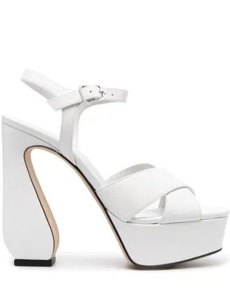 Sergio Rossi platform sculpted-heel sandals - women - Leather/Leather/Leather - 40.5 - White