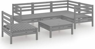 vidaXL Juego De Muebles De Jard&iacute;n 6 Piezas Madera De Pino Maciza Gris Vidaxl