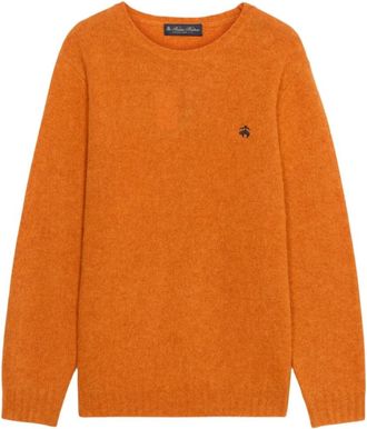 Brooks Brothers Truien & Vesten, Heren, Oranje, M, Wol, Shetland Wol Trui met Logo