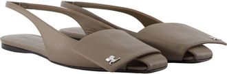 Courr&egrave;ges Womens Fold Sandal Brown Calfskin