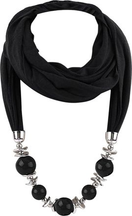 Generic Momolaa Womens Scarf Necklace Alloy Pendant Bohemia Tassel Scarves Womens Necklace Jewelry Scarves,Women Pendant Scarf With Tassel Jewelry Z1-Black